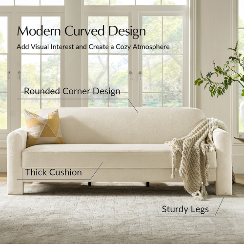 Werts Modern 84" Curved Chenille Sofa