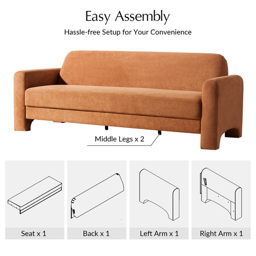 Werts Modern 84" Curved Chenille Sofa