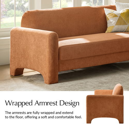 Werts Modern 84" Curved Chenille Sofa