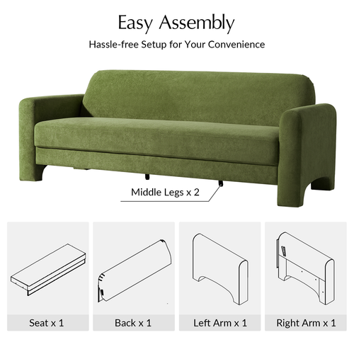 Werts Modern 84" Curved Chenille Sofa