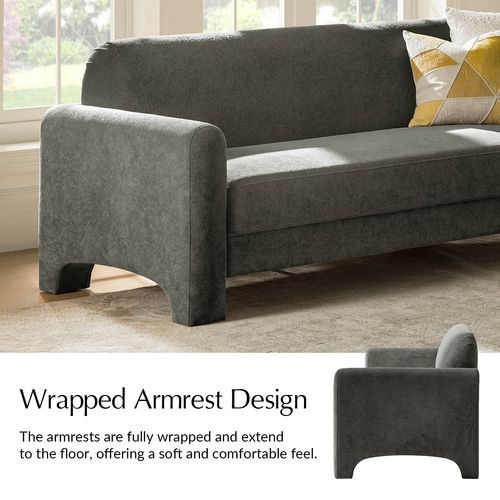 Werts Modern 84" Curved Chenille Sofa