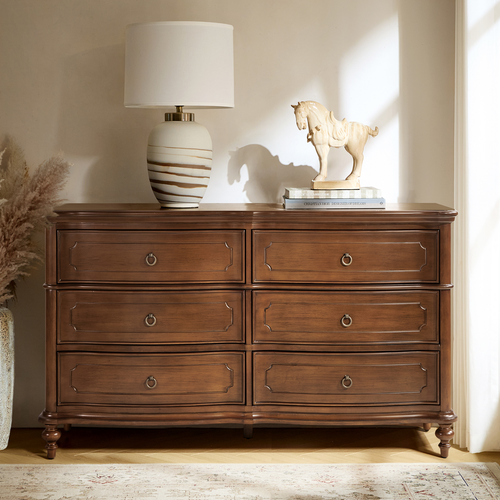 Raimund Traditional 6-Drawer Dresser with Solid Wood Legs DSCC1405 by Karat Home