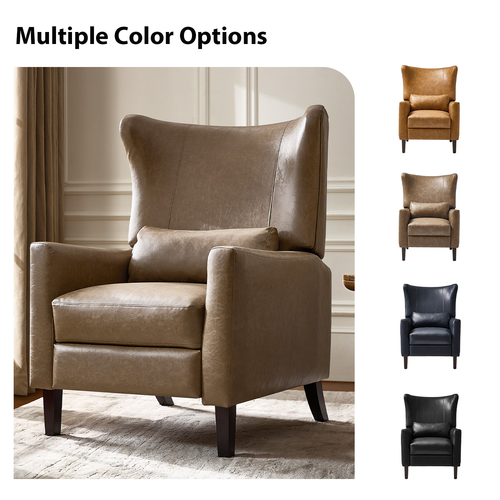 Alexis Transitional Faux Leather Manual Recliner with Wingback Design
