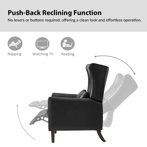 Alexis Transitional Faux Leather Manual Recliner with Wingback Design