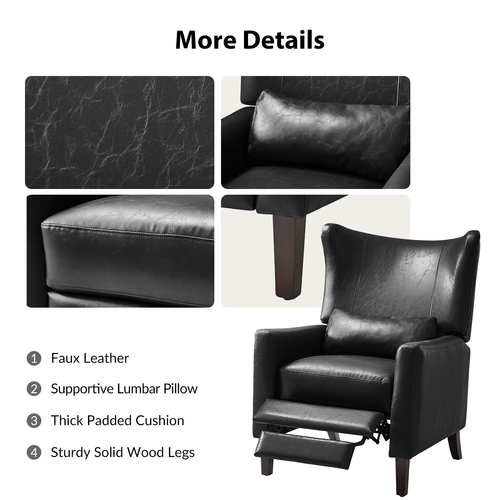 Alexis Transitional Faux Leather Manual Recliner with Wingback Design