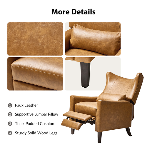 Alexis Transitional Faux Leather Manual Recliner with Wingback Design