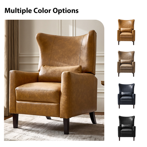Alexis Transitional Faux Leather Manual Recliner with Wingback Design