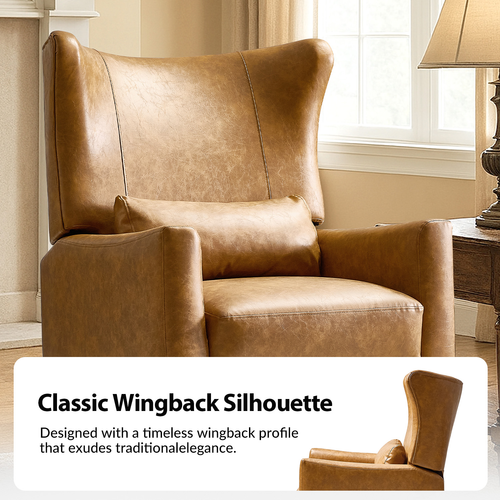 Alexis Transitional Faux Leather Manual Recliner with Wingback Design