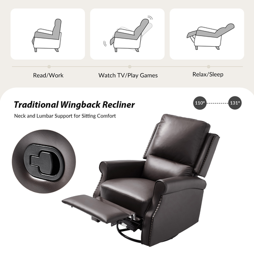 Jazm Faux Leather Swivel Rocker Manual Recliner