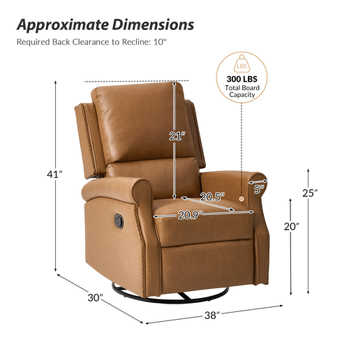 Jazm Faux Leather Swivel Rocker Manual Recliner