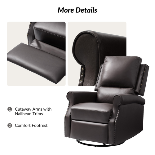 Jazm Faux Leather Swivel Rocker Manual Recliner