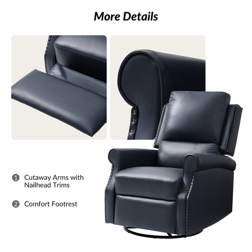 Jazm Faux Leather Swivel Rocker Manual Recliner
