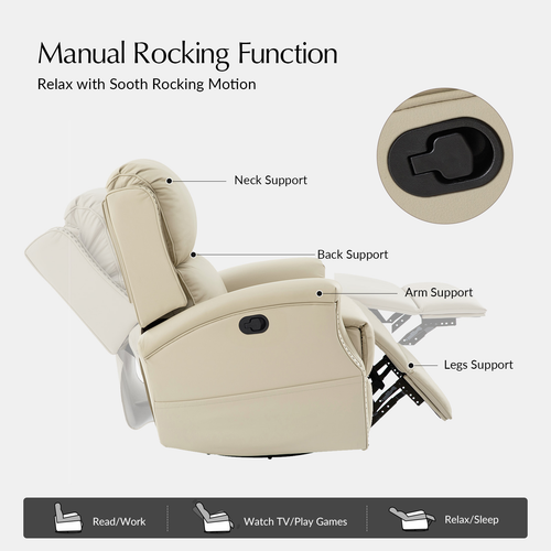 Felisa Transitional Genuine Leather Recliner with Fabric Pocket
