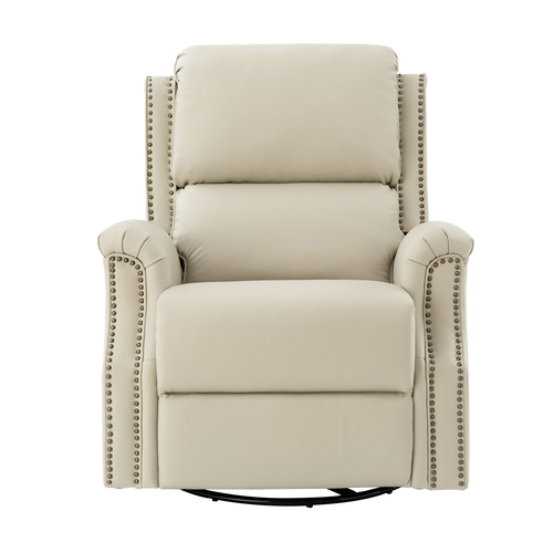 Felisa Transitional Genuine Leather Recliner with Fabric Pocket