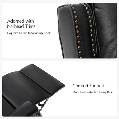 Felisa Transitional Genuine Leather Recliner with Fabric Pocket