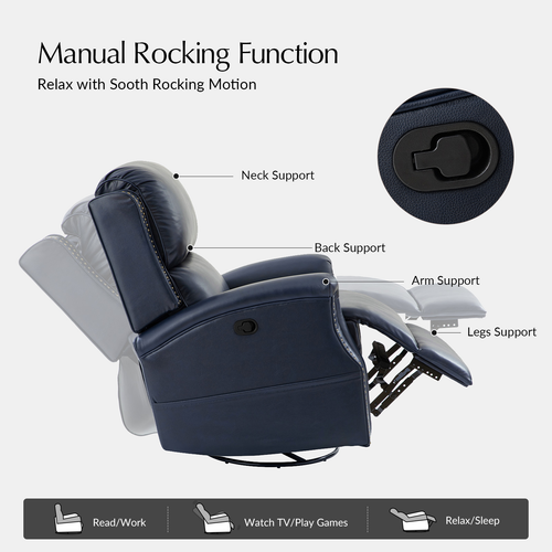 Felisa Transitional Genuine Leather Recliner with Fabric Pocket