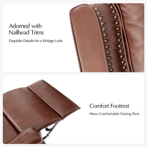 Felisa Transitional Genuine Leather Recliner with Fabric Pocket