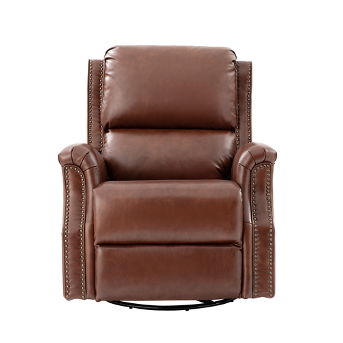 Felisa Transitional Genuine Leather Recliner with Fabric Pocket