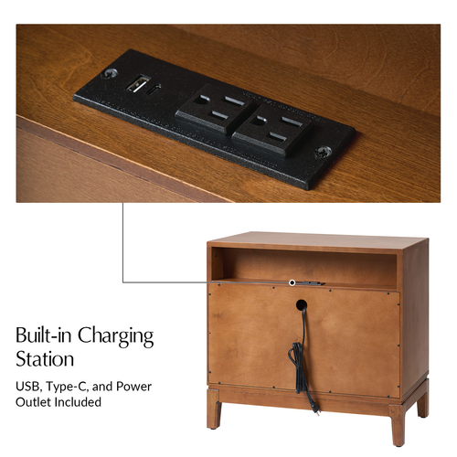 Peter 3-Drawer 28 in. W Nightstand with Charging Station