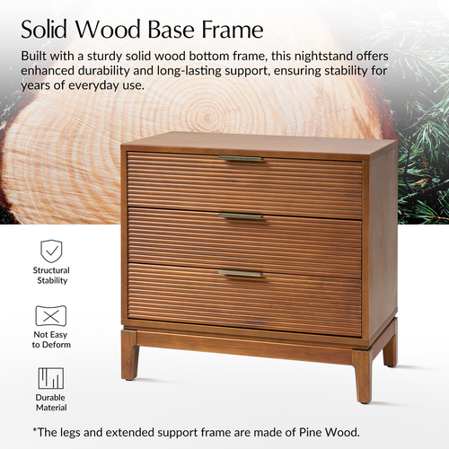 Peter 3-Drawer 28 in. W Nightstand with Charging Station