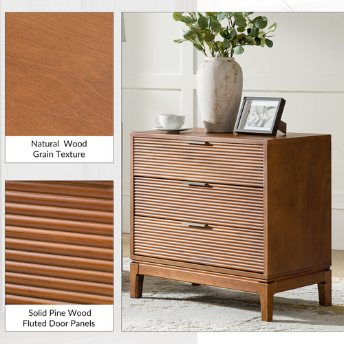 Peter 3-Drawer 28 in. W Nightstand with Charging Station