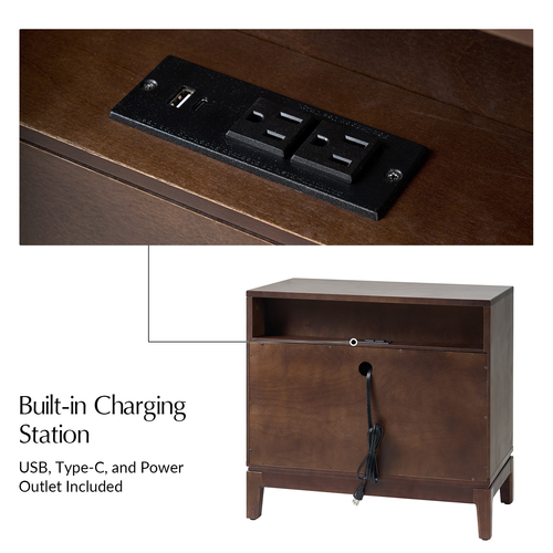 Peter 3-Drawer 28 in. W Nightstand with Charging Station