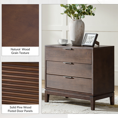 Peter 3-Drawer 28 in. W Nightstand with Charging Station