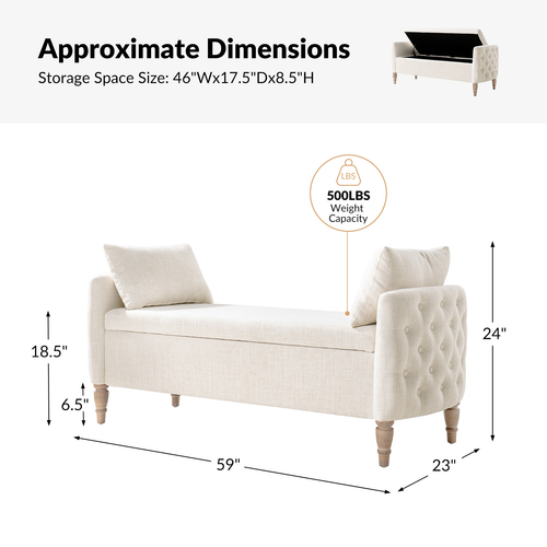 Reg 59 in. Bench with Solid Wood Legs
