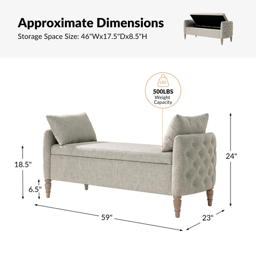 Reg 59 in. Bench with Solid Wood Legs