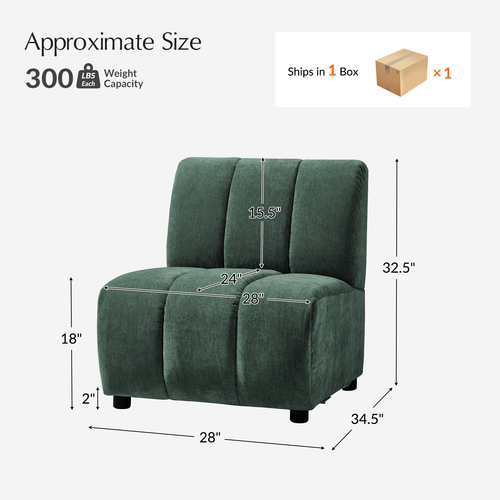 Josue 28 in. Armless 1-piece Modern Sectional Sofa