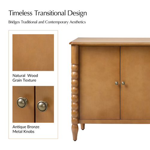 Alex Transitional Solid Wood 63"Wide 4 Door Sideboard