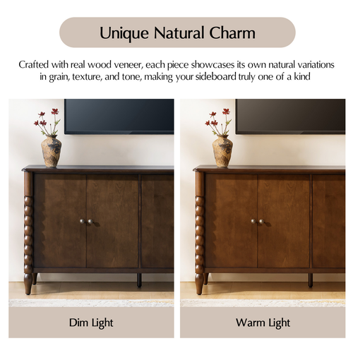 Alex Transitional Solid Wood 63"Wide 4 Door Sideboard