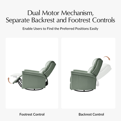 Tobias Traditional Leather Swivel and Rocker Power Recliner with Adjustable Backrest & Footrest and USB Ports