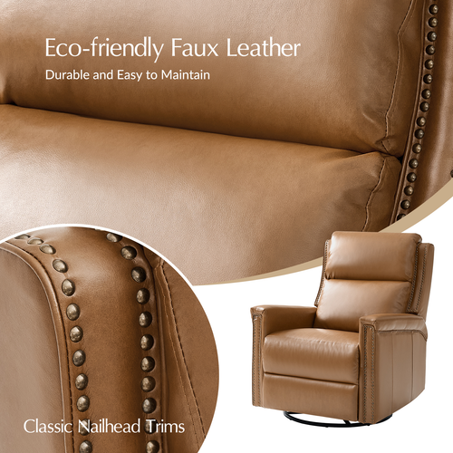 Tobias Traditional Leather Swivel and Rocker Power Recliner with Adjustable Backrest & Footrest and USB Ports