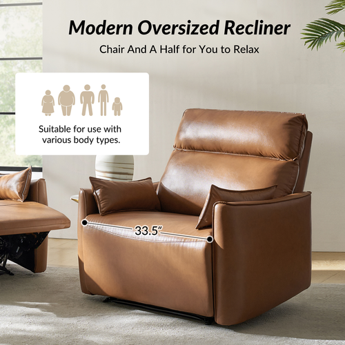 Nicola Faux Leather Oversized Manual Recliner with High-density Foam Cushions