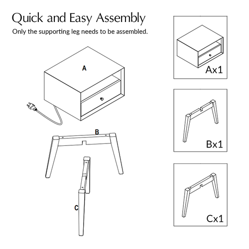 Tobia 1-Drawer 18 in. W Nightstand with Built-In Power Outlet