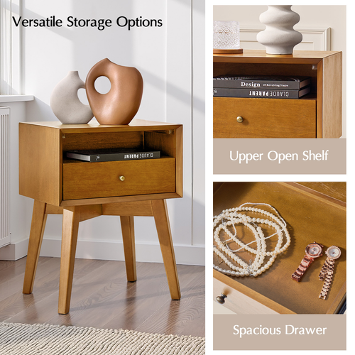 Tobia 1-Drawer 18 in. W Nightstand with Built-In Power Outlet