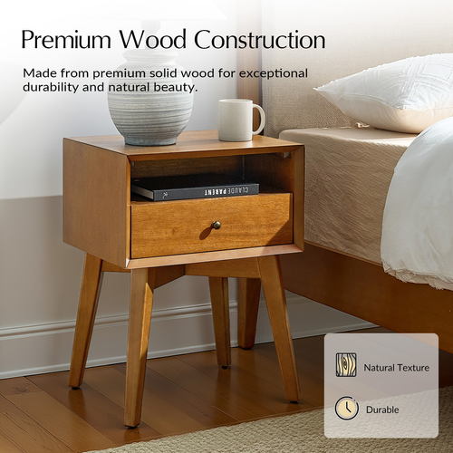 Tobia 1-Drawer 18 in. W Nightstand with Built-In Power Outlet