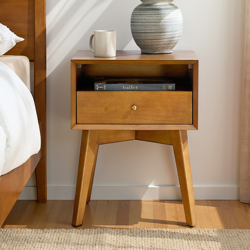 Tobia 1-Drawer 18 in. W Nightstand with Built-In Power Outlet NSYLL1520 by Karat Home