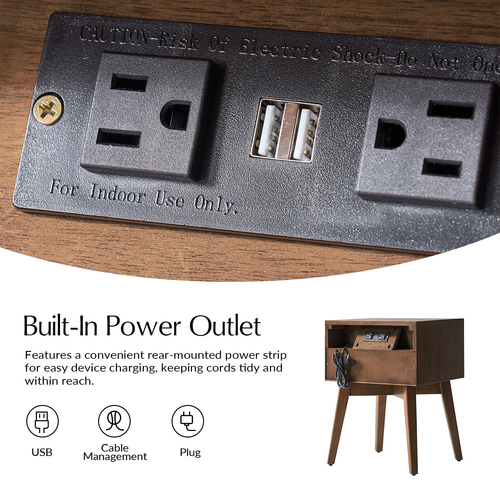 Tobia 1-Drawer 18 in. W Nightstand with Built-In Power Outlet