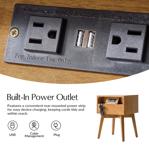 Tobia 1-Drawer 18 in. W Nightstand with Built-In Power Outlet