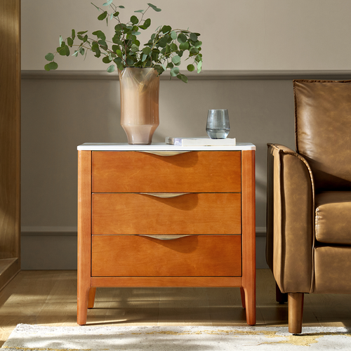 Niccol 3 Drawer 25.75 in. W Nightstand with Built-in Power Outlet and USB Ports NSHM1421D by Karat Home