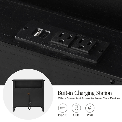 Fay Transitional 3-Drawer 28 in. W Nightstand with Charging Station