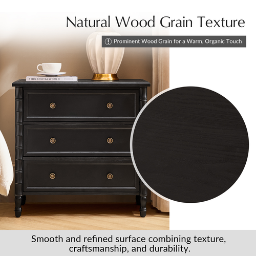 Fay Transitional 3-Drawer 28 in. W Nightstand with Charging Station