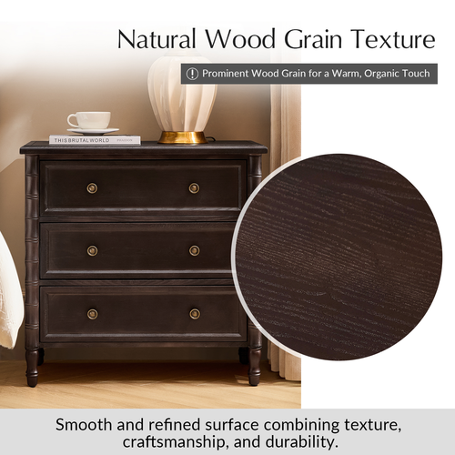 Fay Transitional 3-Drawer 28 in. W Nightstand with Charging Station