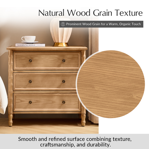 Fay Transitional 3-Drawer 28 in. W Nightstand with Charging Station