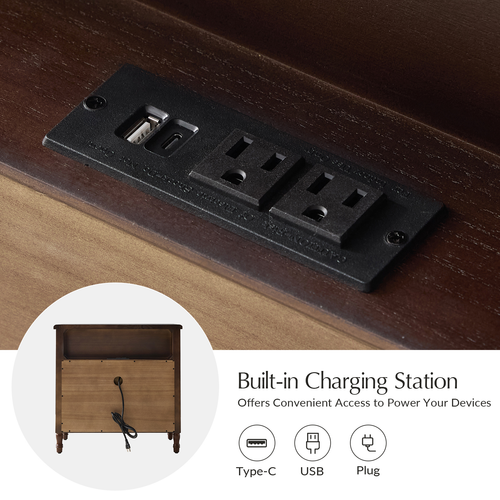 Fay Transitional 3-Drawer 28 in. W Nightstand with Charging Station