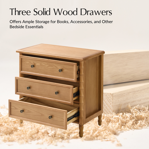 Fay Transitional 3-Drawer 28 in. W Nightstand with Charging Station