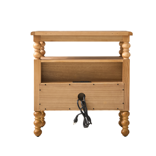 Ginny Traditional 26 in. Tall 1-Drawer Nightstand with Charging Station