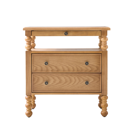 Ginny Traditional 26 in. Tall 1-Drawer Nightstand with Charging Station
